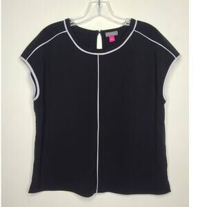 Vince Camuto black white cap sleeve blouse - small